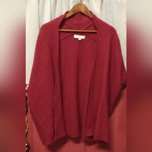 LOFT Women's Deep Red Cardigan Poncho